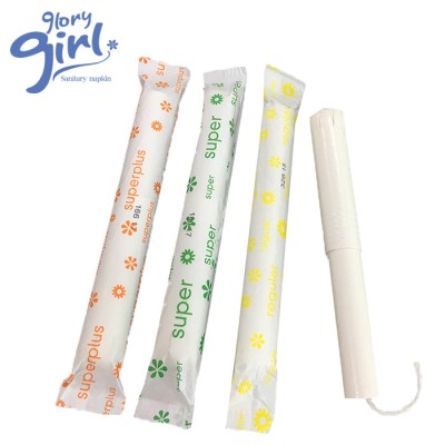 Good Absorbency 100% Organic Cotton Material Paper Wrapper Disposable Cardboard Applicator Tampons